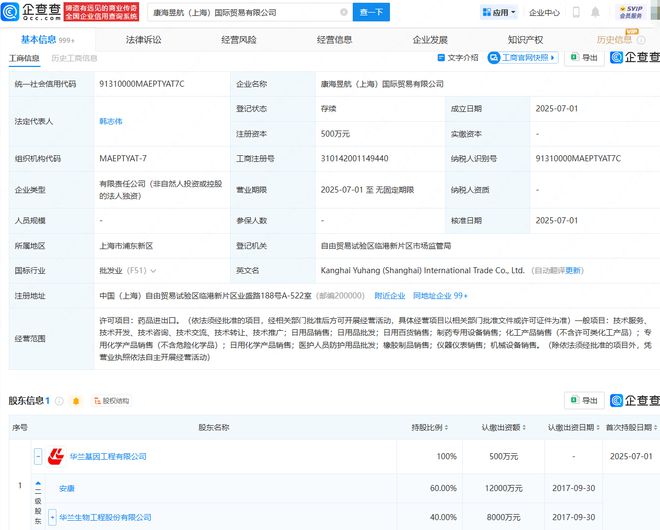 華蘭生物跨界投資，攜手成立國際貿(mào)易公司進(jìn)軍機械設(shè)備銷售